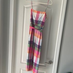 Kate Spade Colorful Seersucker Plaid Midi Dress